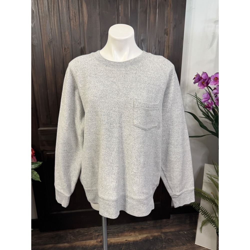 Grayson Athletics Gray Textured Crewneck Sweatshirt Pocket Elbow Patches XL